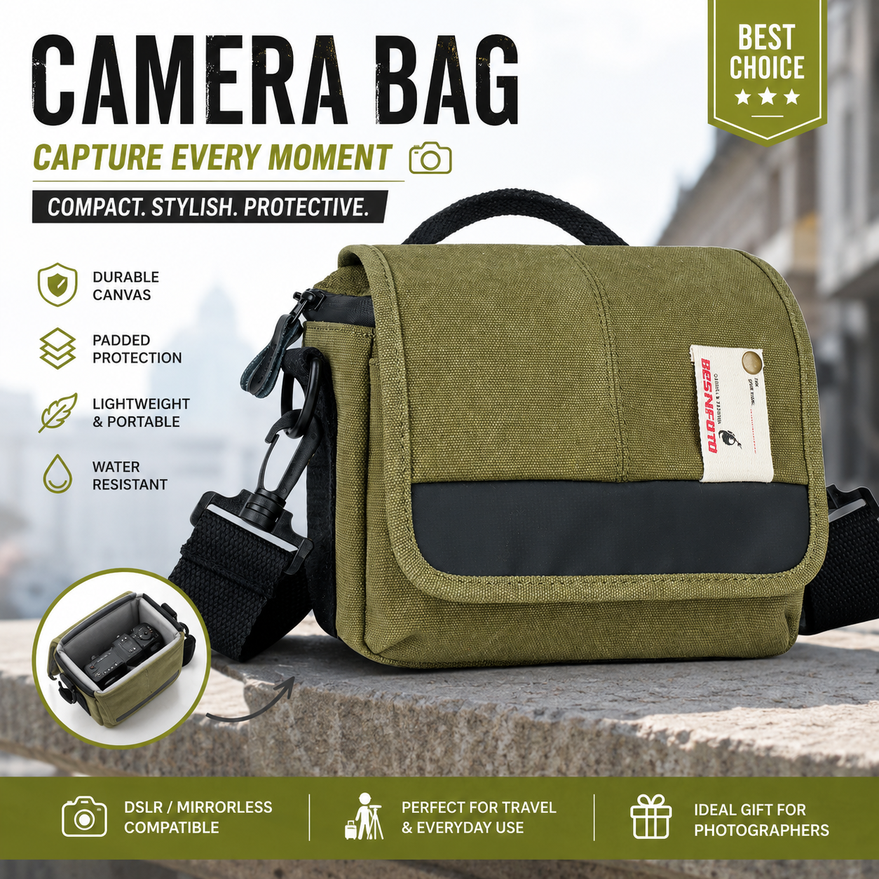 Lens Cap Vintage - Besnfoto Vintage Waterproof Canvas Mirrorless Camera