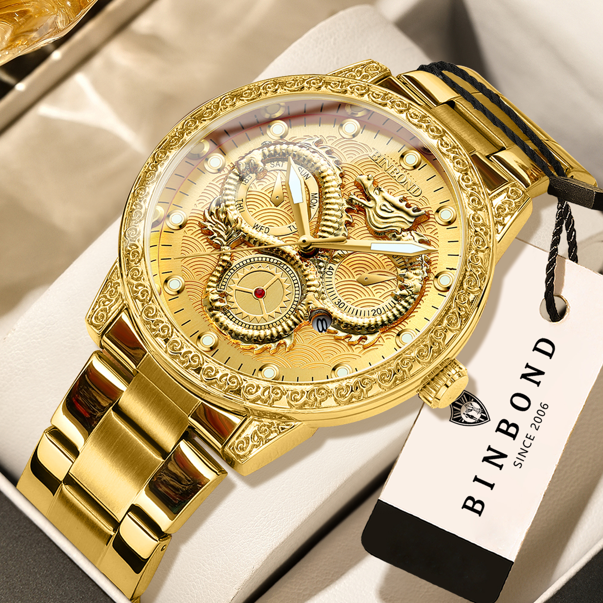 Vintage Collectible Watches - BINBOND Dragon Vintage Luxury Quartz Watches