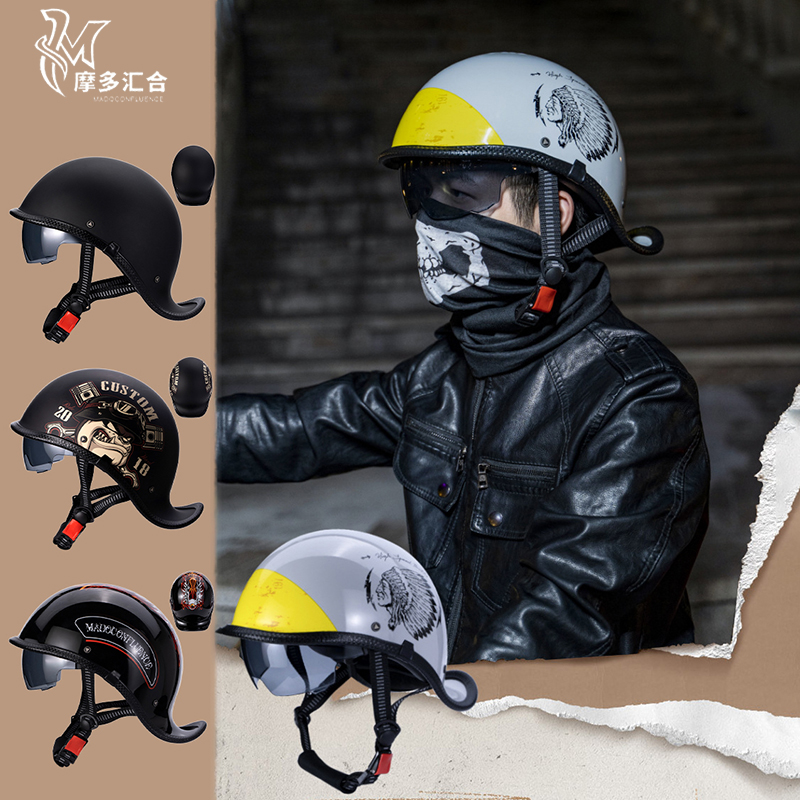 Retro Motorcycle Helmets for M - Lens Cap Vintage ulasan dan harga