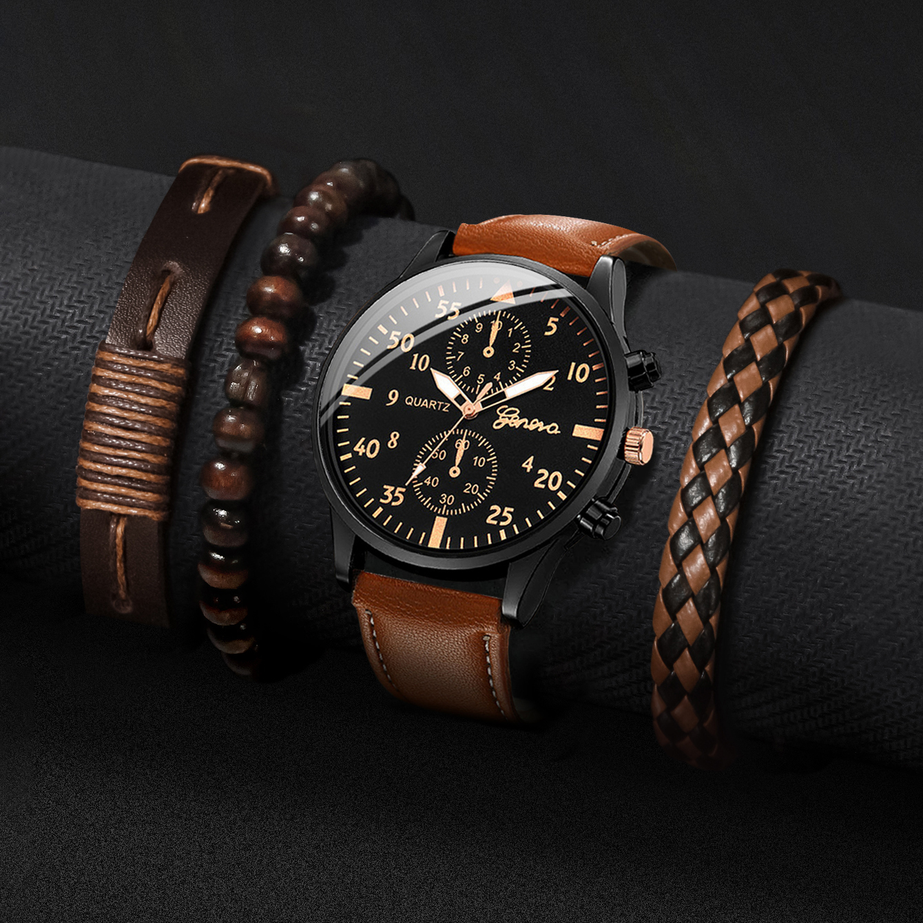 4PCS Fashion Arabic Dial Men B - Vintage Collectible Watches ulasan dan harga