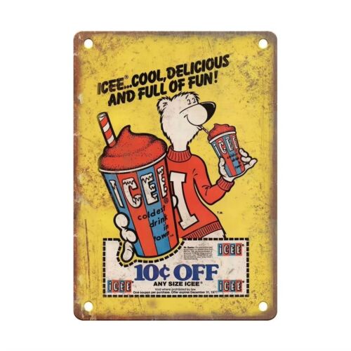 Y1,Vintage ICEE Tin Sign Man C - Vintage Collectible Bears ulasan dan harga