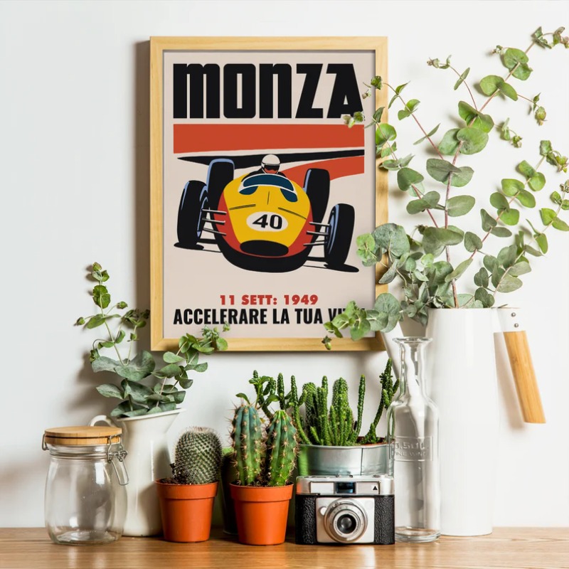 Vintage Monza Racing Poster Cl - Vintage Collectible Furniture ulasan dan harga