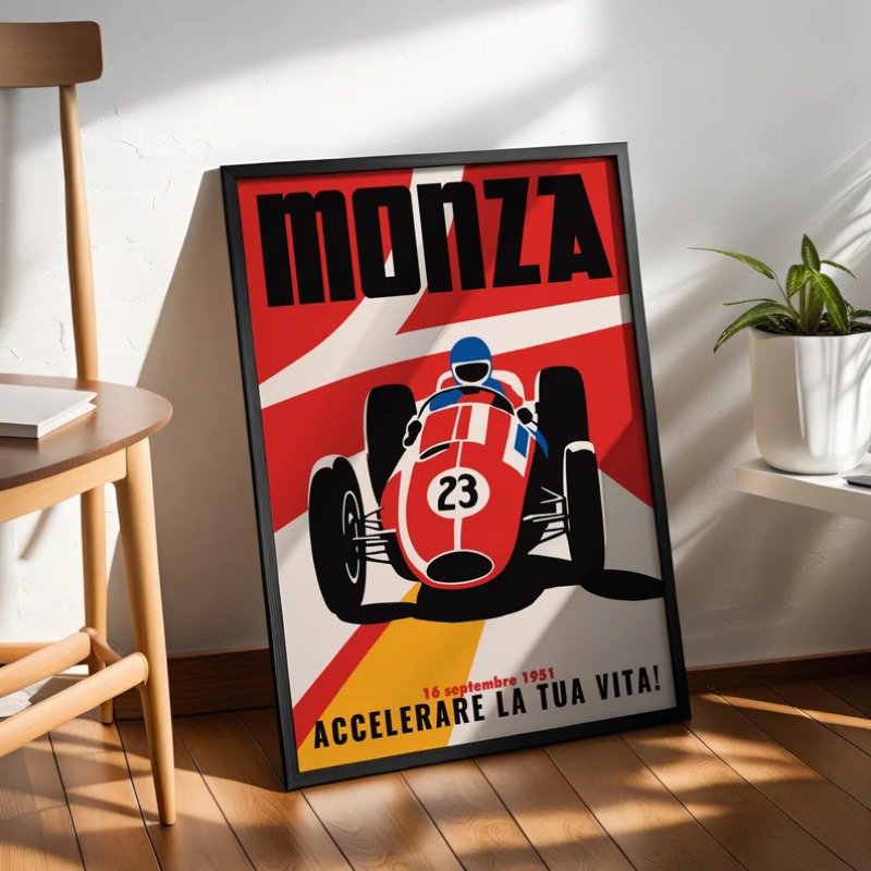 Vintage Monza Racing Poster Cl - Vintage Collectible Furniture ulasan dan harga