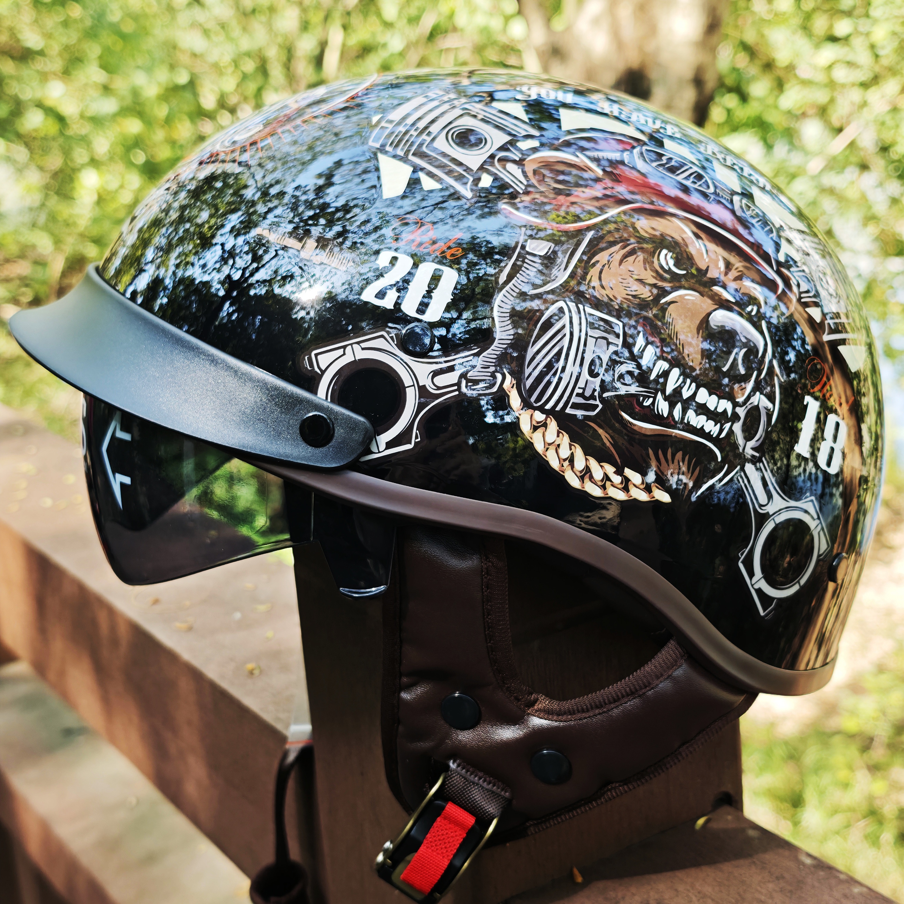 Retro Motorcycle Helmets for M - Lens Cap Vintage ulasan dan harga